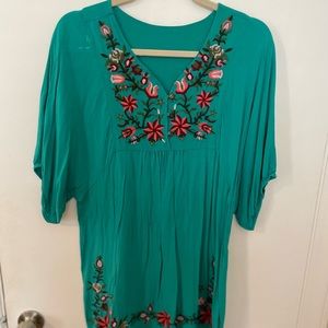 Turquoise Embroidered Dress